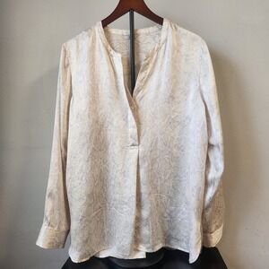 Rails Pearl Boa 100% Silk Blouse Button Down Long Sleeve‎ Snake Print Top Size L
